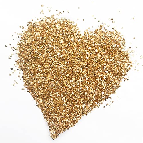 1 lb Crushed Glass Glitter for Crafts, DIY Nail Art, Vase fillers for Centerpieces Table Scatter, Irregular Chips, Wedding Decoration, Home Decor (Gold) - color: Gold