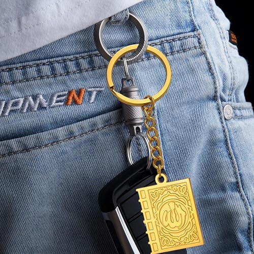 Keychain with Allah Square-shaped Keychain Islam Surah Koran Muslim Amulet Allah Keyrings Religious Keychain Jewelry - color: Allah-k-g