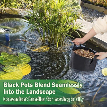 Aulock 8-Pack Lily Grow Bags for Pond, Durable Nonwoven Fabric Plant Pot | Black Aquatic Pond Planter with Handles for Aquatic Plants Water Lily (11.8" x 8"-3.7 Gallons)
