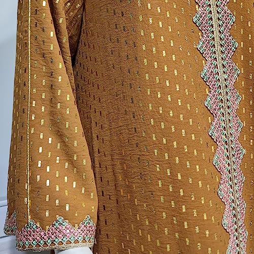 FPOVFPO Women's Muslim Abaya One-Piece V Neck Bronzing Dress Islamic Full Length Kaftan Daily Casual - color: Brown, size: XX-Large