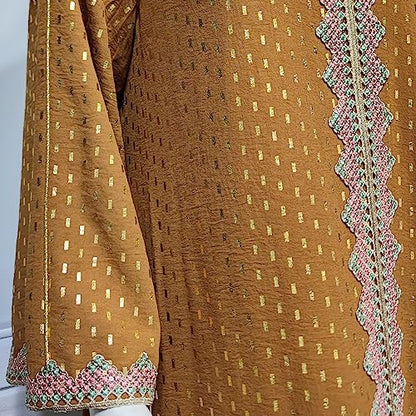 FPOVFPO Women's Muslim Abaya One-Piece V Neck Bronzing Dress Islamic Full Length Kaftan Daily Casual - color: Brown, size: X-Large