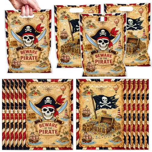 Falueqg Pirate Goodie Candy Gift Bags Pirate Theme Treasure Party Supplies - color: Piarate