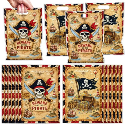 Falueqg Pirate Goodie Candy Gift Bags Pirate Theme Treasure Party Supplies - color: Piarate