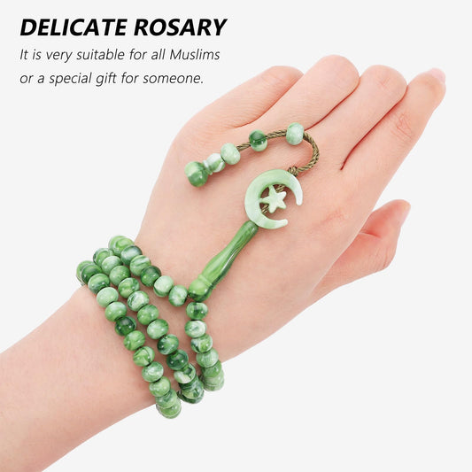 2 Pack Prayer Beads, Muslim Tasbih 99 Beads Allah & Muhammad Islamic Prayer Rosary Muslim Islam Misbaha Tasbeeh 99 Necklace for Men and Women(Green) - color: Green