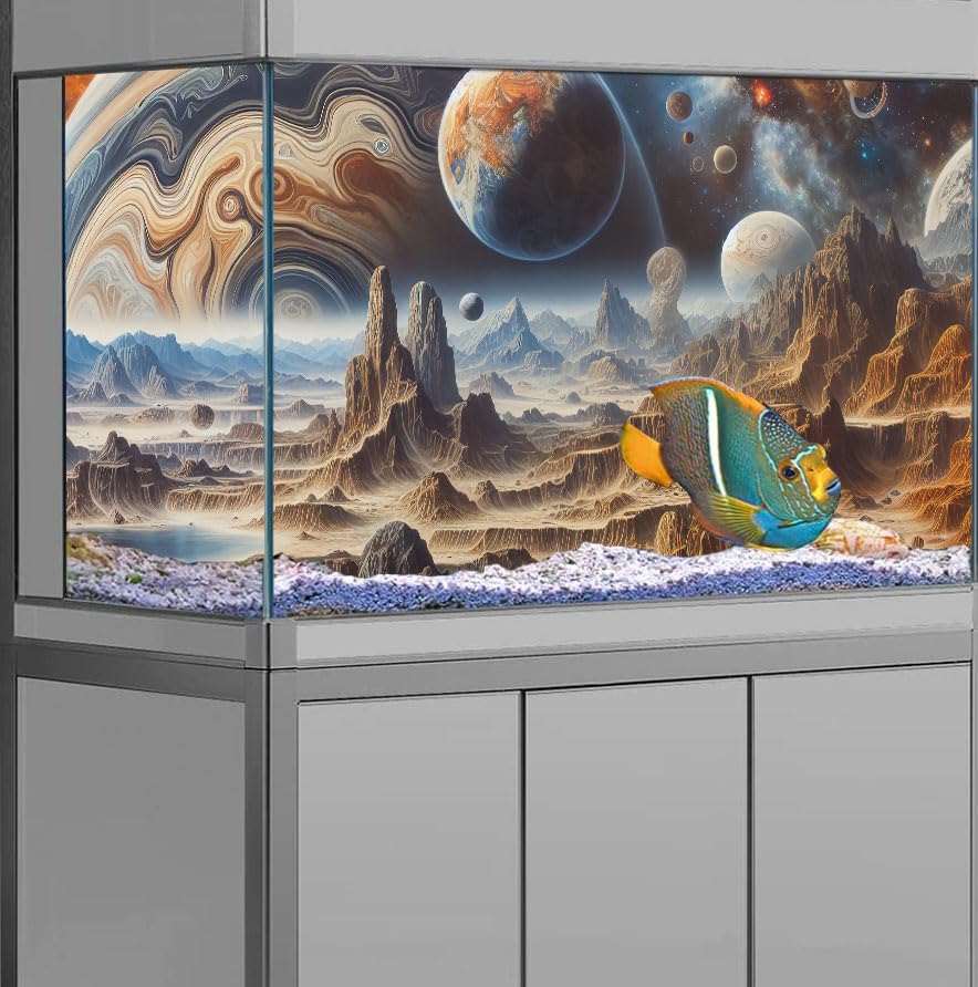 30X12IN Cosmic Spaceterrarium Background, Cool Parallel Space Themed Aquarium Reptile Habitat Background, Aquarium Background with 10EVA Double-Sided Tape - color: space02, size: 30X12in/75X30cm