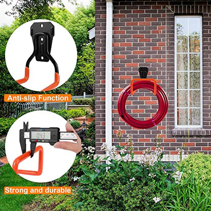 PeoMev Garden Hose Holder Wall Mount Heavy Duty Garden Hose Hanger | Free Standing Metal Hose Rack for Outside Yard and Garage - color: Orange