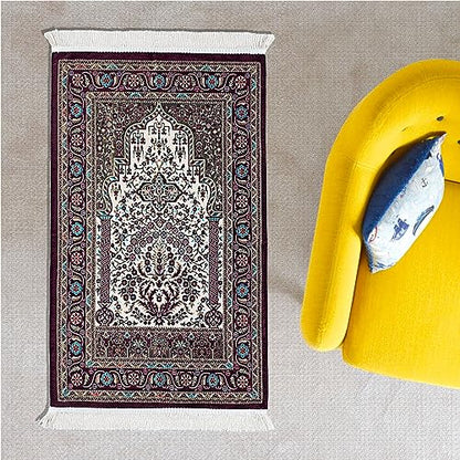 Turkish Prayer Rug, Purple Prayer Rug, Prayer Mat Travel, Portable Prayer Mat Muslim, Prayer Rugs Islam, Prayer Mat Islam Thick, Ramadan Gift (Purple) - color: Purple