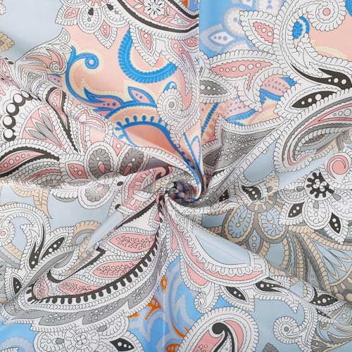 27" Head Scarf Like Satin Silk for Women,Hair Scarves Bandana,Headband Silk Feeling for Hair Wrap - color: Sky Blue and Gray