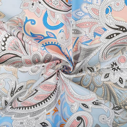 27" Head Scarf Like Satin Silk for Women,Hair Scarves Bandana,Headband Silk Feeling for Hair Wrap - color: Sky Blue and Gray