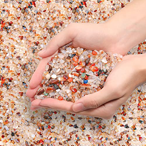 T4U Crystal Rocks for Aquarium, Carnelian Chips Pebbles for Plants 1 lb | Crushed gemstone gravel for fish tank decor, succulent top dressing, terrariums, vase filler, resin art and craft projects - color: #5 - Carnelian, size: 1 LB