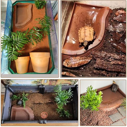 3PCS Tortoise Water Bowls with Ramp Leaf Tortoise Food Dish Reptile Food Water Bowls Reptile Bathing Pool Aquarium Ornament for Gecko, Snake, Turtle, Bearded Dragon, Lizard Small - size: Small