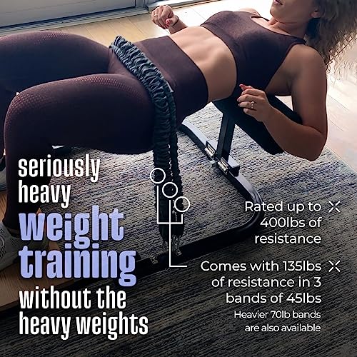 BootySprout Hip Thrust Machine for High Resistance Glute Training - Home Gym Workout - Comes with 45, 90, and 135 Lbs of Resistance - color: Black