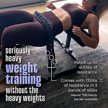 BootySprout Hip Thrust Machine for High Resistance Glute Training - Home Gym Workout - Comes with 45, 90, and 135 Lbs of Resistance - color: Black