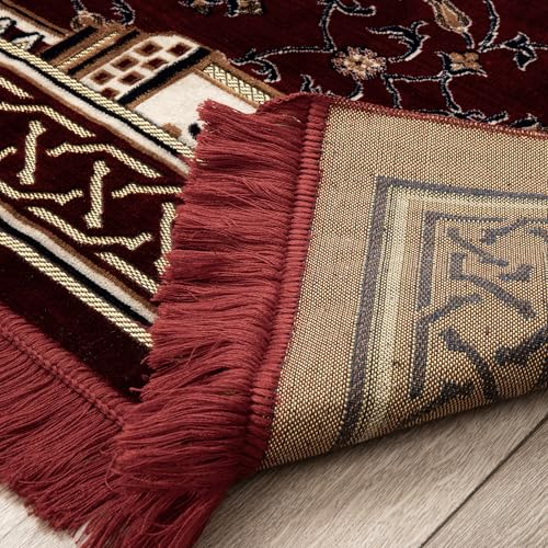 Modefa Turkish Islamic Prayer Rug - Multi Person Janamaz Sajada for Family or Large Gathering & Group Praying Carpet - Wide Velvet Praying Mat (10 Person: 94.4in x 118in)