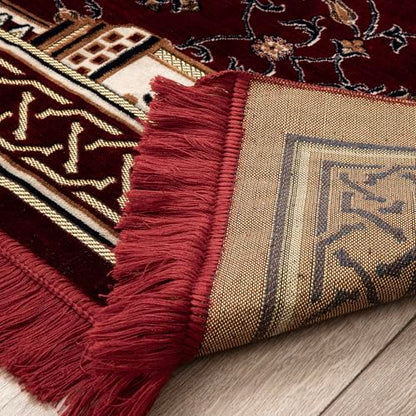 Modefa Turkish Islamic Prayer Rug - Multi Person Janamaz Sajada for Family or Large Gathering & Group Praying Carpet - Wide Velvet Praying Mat (10 Person: 94.4in x 118in)