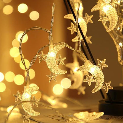 40 LED Star Moon String Lights Battery Operated 20FT Star Mini Star Fairy Lights for Patio Garden,Wedding, Party, Home Decoration (Star-Moon)