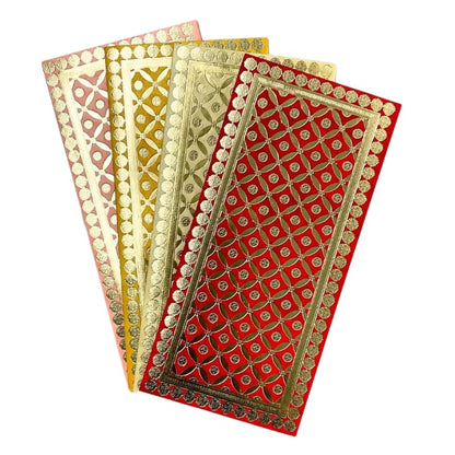 Metallic Paper Shagun Envelopes for Gifting Cash Sagan Lifafa Wedding, 19 X 9 cm, Multicolored 4 (pack of 4) - Royal Mosiac Design