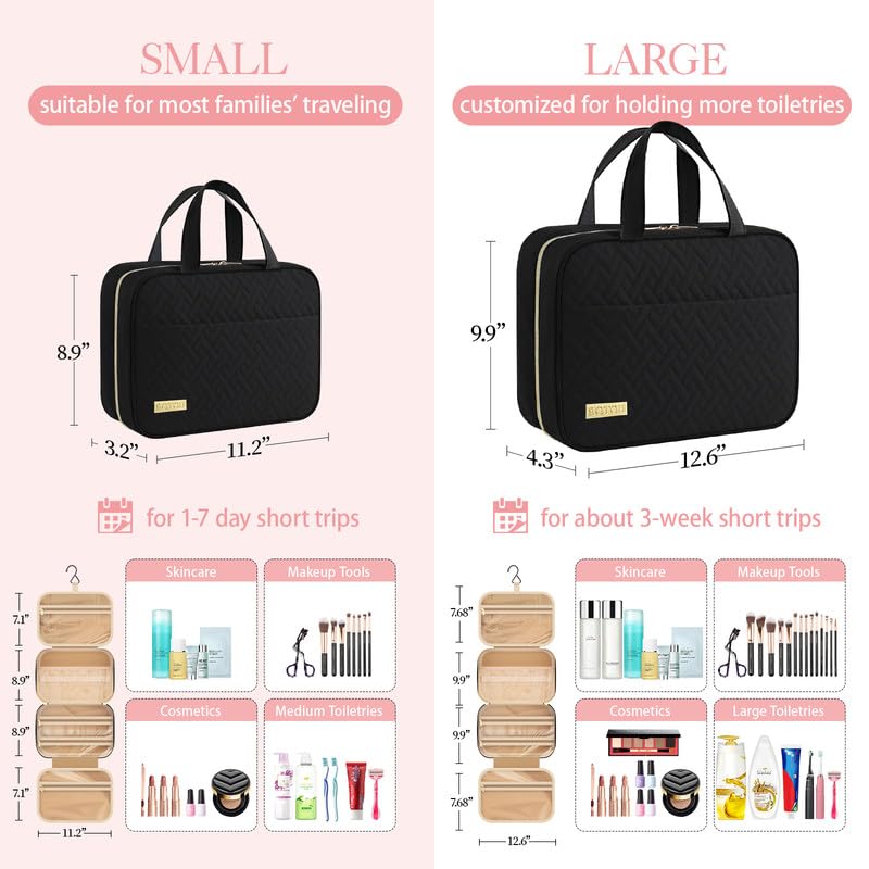 HOTOR Hanging Travel Toiletry Bag Women Men Essentials Black - color: Black, size: Large