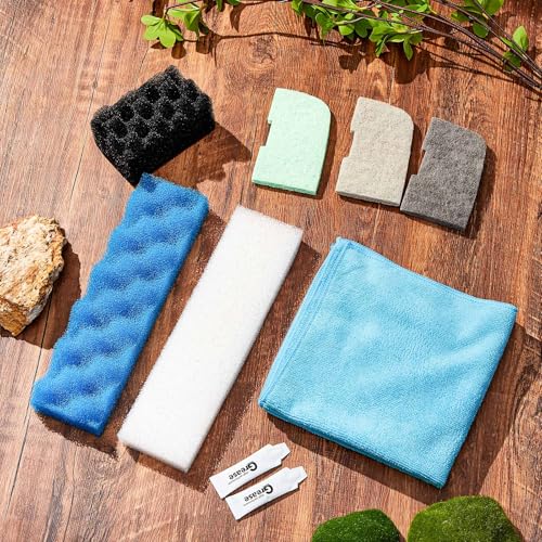 Threlaco 52 Pcs Replacement Filter Media Kit Compatible with Fluval 406/407 Aquarium Filters Include 12 Biological Foams Ammonia Remover Phosphate Pads Nitrite Remover, Towel and Grease - style: 406/407