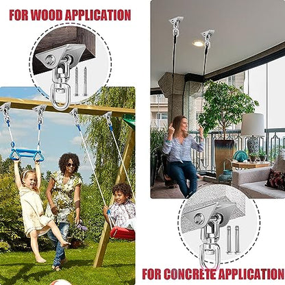 Hammock Hanging Kit - 1200 LB Capacity Heavy Duty 360° Rotating,Outdoor Patio Porch Swing Hardware, Heavy Duty Punching Bag Swivel Hanger,Ceiling Hook for Concrete Wood Swing, Yoga, Gym
