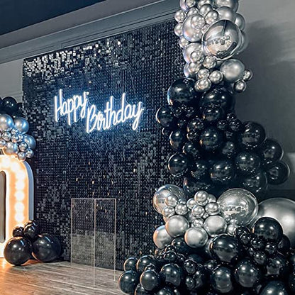 Voircoloria 105pcs Black Party Latex Balloons, 12inch - color: 04 Black, size: 12 inch - 105pcs