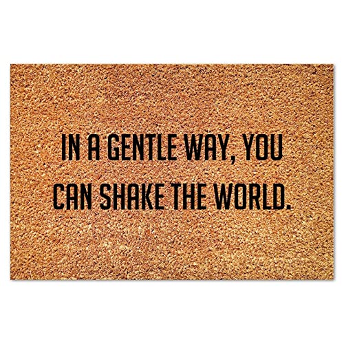 in A Gentle Way, You Can Shake The World Coir Doormat Christian Quote Rug Rustic Thick Durable Non Slip Mat for Porch Patio Front Entry Apartment 16x24in - color: Style-16, size: 2' x 1'4" (Rectangular)