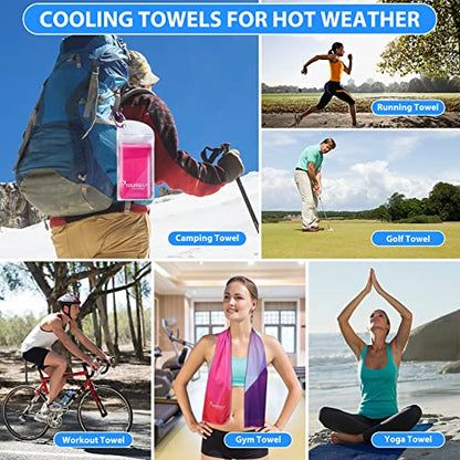 SYOURSELF Cooling Towel, Cooling Towels for Neck,40" x 12"Ice Towel for Instant Cooling Relief, Soft Breathable Chilly Towel, Perfect Yoga, Golf, Sports(Geo) - color: Mix2
