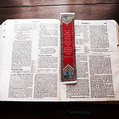 Logos Bookmark -Proverbs 3:5-6 - Red, Christian, Cloth Carpet Bookmark - color: Trust in the Lord - Red, size: Single