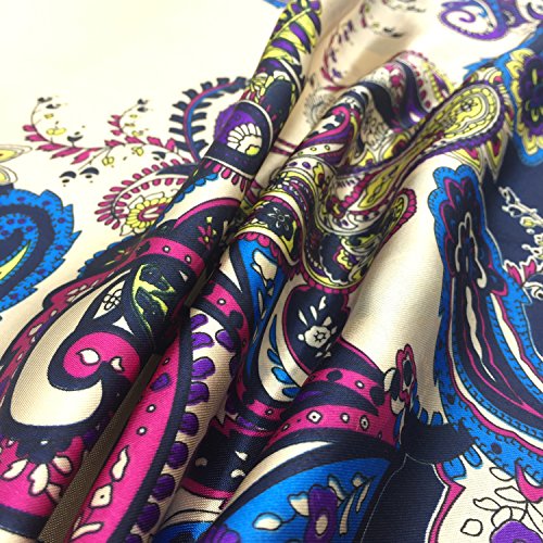 YOUR SMILE Silk Like Scarf Women's Fashion Pattern Large Square Satin Headscarf Headdress - color: 123