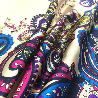 YOUR SMILE Silk Like Scarf Women's Fashion Pattern Large Square Satin Headscarf Headdress - color: 123