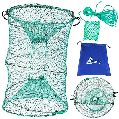 Foldable Fishing Trap for Bait Shrimp Crawfish Minnow Net Portable Accessories 11.8 x 11.8 x 15.7 (30cm x 40cm) 1/4 in Mesh Collapsible Fish Trap - color: 1PCS