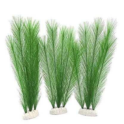 Aquarium Decorations 3Pcs Fish Tank Artificial Green Water Plants Made of Silk Fabrics Plastic - color: 11" * 3 Pcs, Green