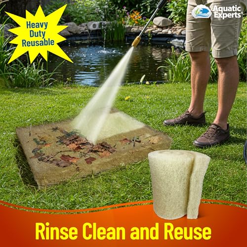 Aquatic Experts Cream COARSE Pond Filter Pad - 2 inch Thick - Bulk Roll Water Garden Filter Pond Media - Made in USA (12 inch by 72 inch) - size: 12" x 72"