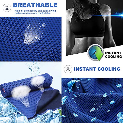 Pack of 20 Cooling Towel 40x12'' Ice Towel for Neck and Face Microfiber Chilly with Bag Breathable Yoga Gym Stay Cool Towels Sweat Rag for Workout Running Camping Pilates Beach, Dark Blue - color: Dark Blue