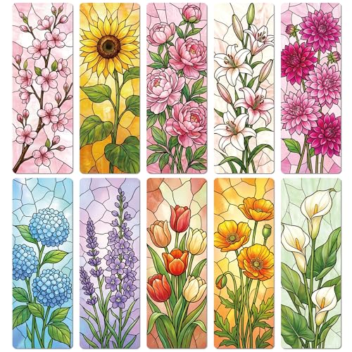 Pretty Flower Bookmark Gifts - Aesthetic Stained Glass Bookmarks - style: Floral