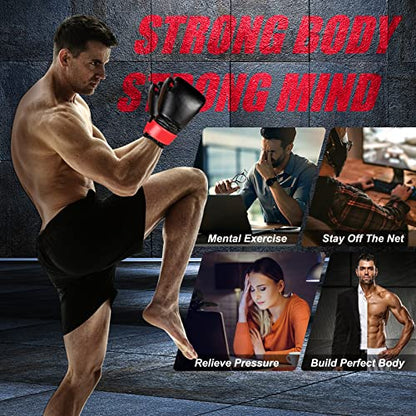 GYMAX Punching Bag Set, 56lbs Prefilled Heavy Duty Boxing Bag for Adults with 12OZ Punching Gloves & Two 95" Hand Wraps, 360°Hanging Kick Punching Bag for MMA Karate