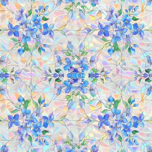 SOMWISE Rainbow Stained Glass Window Privacy Film,Heat Blocking Save Energy | Static Cling & Removable, UV & Sun Blocking Anti-Glare, Renter Friendly for Front Door & Bathroom, Easy to install,17.5x 78.5 - color: Angel's Secret Garden | Rainbow, size: 17.