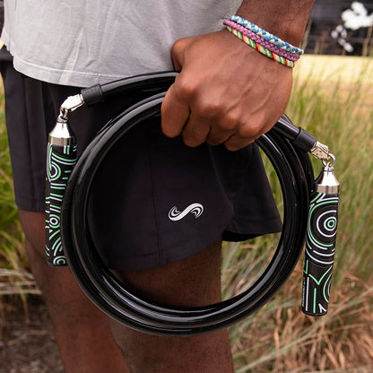 Crossrope Get Strong Weighted Jump Rope Set for Strength | Power Handles with 1 and 2 lb weighted ropes to build power and endurance. Designed for full-body, strength-focused workouts. - size: L - (5'10.5" - 6'1.5" User Height)
