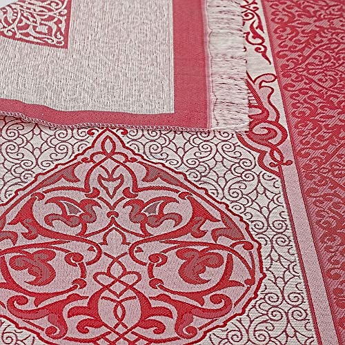 Muslim Prayer Rug and Beads with Elegant Slub Fabric Bag | Janamaz | Sajadah | Soft Islamic Prayer Rug | Islamic & Mawlid Gifts | Prayer Carpet Mat, Taffeta Fabric (Red, 8 Sets) - color: Red, size: 8 Sets