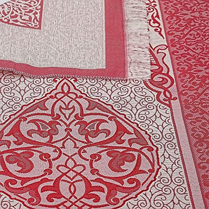 Muslim Prayer Rug and Beads with Elegant Slub Fabric Bag | Janamaz | Sajadah | Soft Islamic Prayer Rug | Islamic & Mawlid Gifts | Prayer Carpet Mat, Taffeta Fabric (Red, 8 Sets) - color: Red, size: 8 Sets