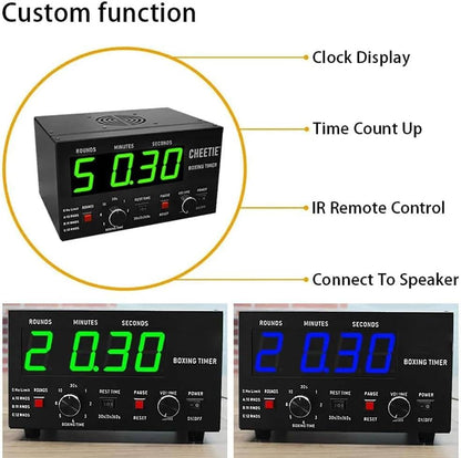 Boxing Interval Timer, Professional Gymnastics Timer with LED Display, Workout Times and Selectable Cycle Reps, Gymnastics Interval Timer,Red - color: Red