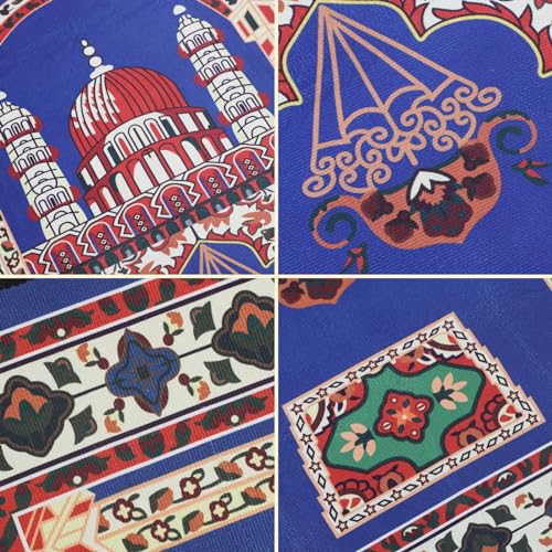 Velvet Prayer Rug Muslim Mat Islamic Carpet Prayer Mat | Janamaz | Sajadah | Muslim Prayer Mat Christian 4ʹx2ʹ7, Blue - color: Blue