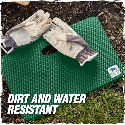 RUGGED RHINO Heavy Duty Patent Pending Kneeling Pad, Shock Absorbent Thick Knee Pads, Holds Up to 300 lbs, Protect Knees from Hard Concrete Surfaces, For Mechanics, Yard Gardening, Gym, Pine Green - color: Pine Green