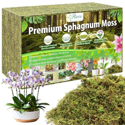 Riare 3.3LB Premium Sphagnum Moss for Plants- 60QT Natural Dried Plant Moss - size: 60 QT(Appx.3.3lbs)