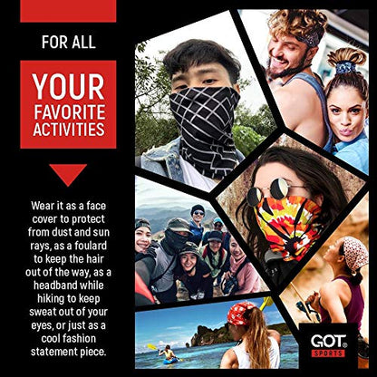GOT Sports Tube Bandana - Neck Gaiter for Women Men, Face Mask, Neck Wrap, Head Scarf, Curly Hair Sleep Protection - color: Grid Camo