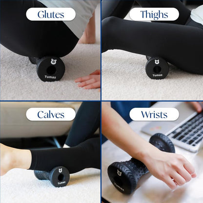 Tumaz Foot Roller for Deep Tissue Massage & Reflexology | Ergonomic Roller | Deep Tissue Massage | Reflexology | Portable Design | Ideal for Foot Recovery - color: Black