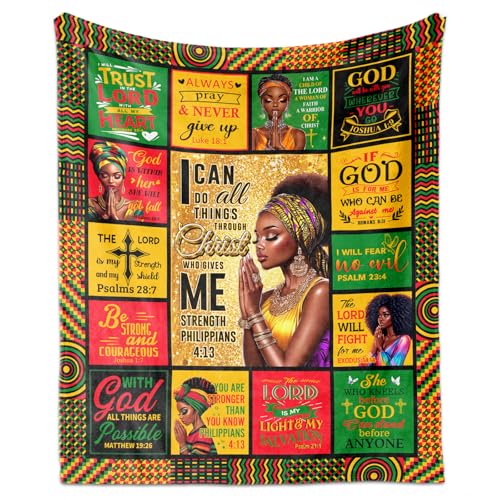 Gift Blankets for Women, Christian Scripture Blanket 60"x50" | Ideal Christian religious gifts for Mom, Daughter, Sister; Prayer blanket shawl with bible verses for women of faith