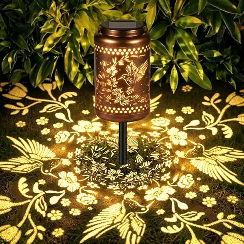 Hummingbird Solar Lanterns Outdoor Waterproof with Ground Stake - Unique Gifts for Women Mom Grandma,Birthday Gifts for Women,House Warming Gift New Home - for Garden Patio Yard Porch Lawn - color: Hummingbird