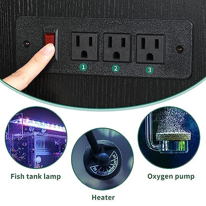 DWVO 55-75 Gallon Heavy Duty Metal Aquarium Stand with Power Outlets,Black | Cabinet for Fish Tank Accessories Storage,Fish Tank Stand Suitable for Turtle Tank, Reptile Terrarium, 860LBS Capacity