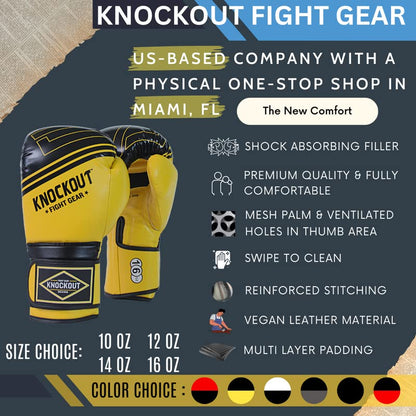 Boxing Gloves & Muay Thai Shin Guards for Men and Women, MMA Kickboxing Shin Pads Set, Adjustable Shin Guards with Instep Protection, Sparring & Martial Arts Training Gear - color: Gray-Yellow, size: 14 oz